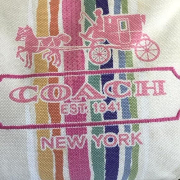 Coach Poppy Legacy Rainbow Striped Sequin Tote Bag, 3 Hangtags Model No. 19615 - Picture 6 of 13